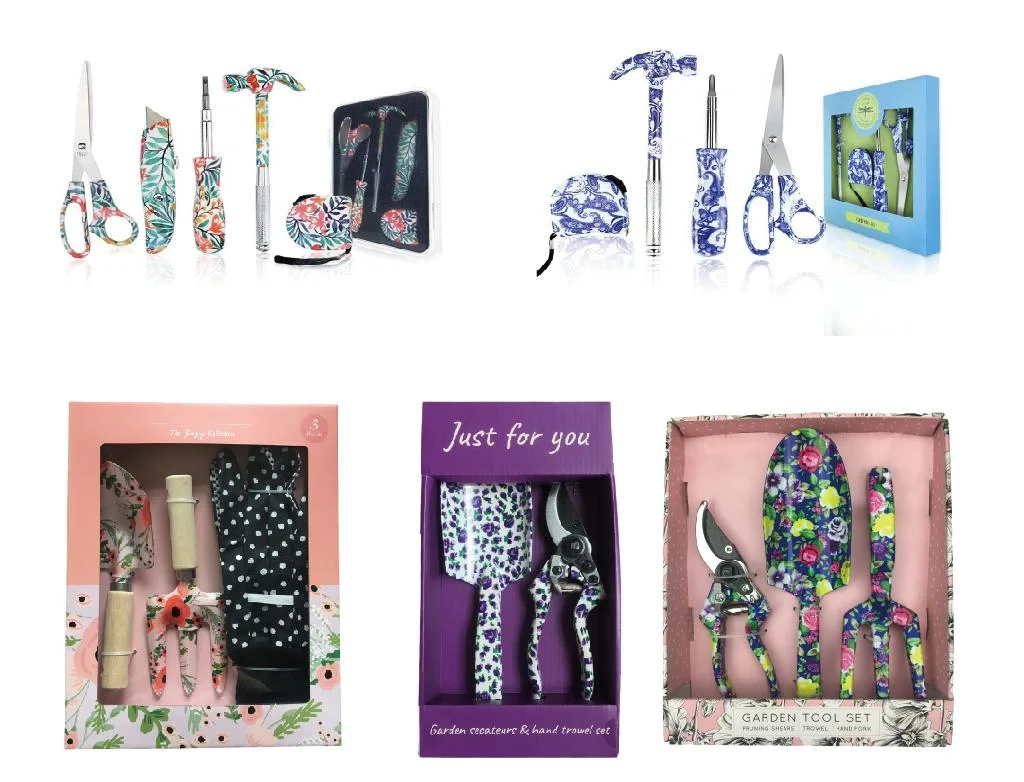 Floral Printed 4PCS Including Screwdrivers, Tape Measures, Scissors and Hammer Hand Tools